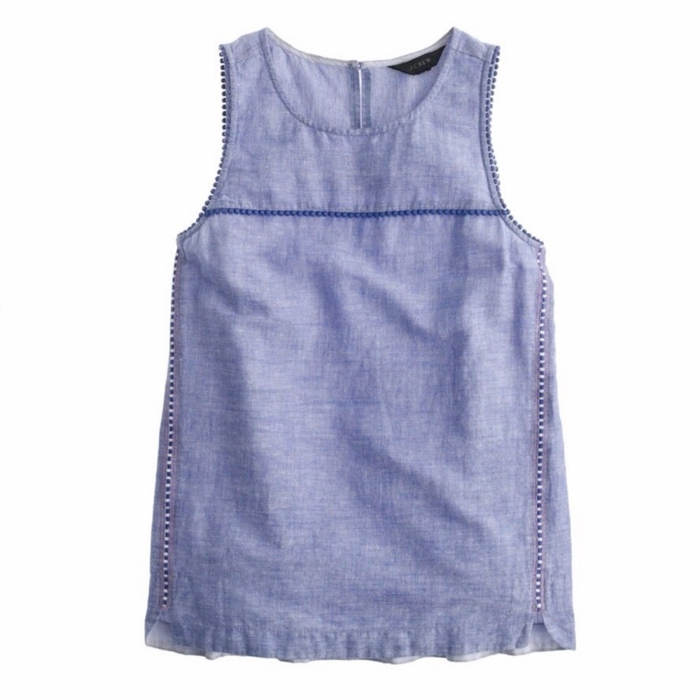 J Crew 00 Linen Blue Sleeveless Women's Top